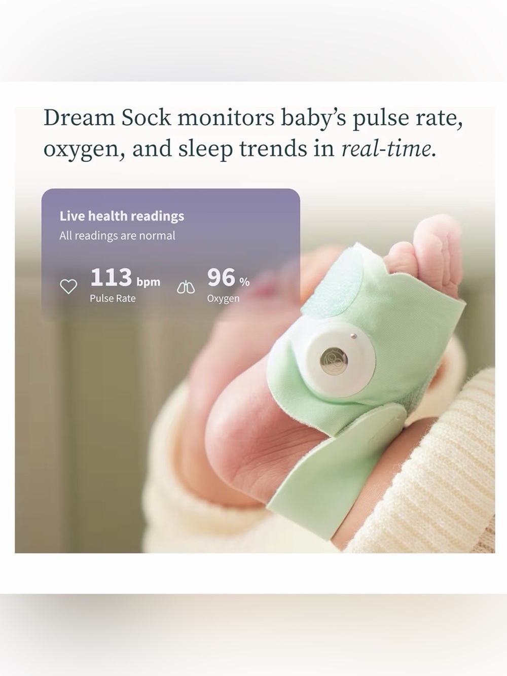 Owlet Dream Duo (Gen 2) Smart Baby Monitor HD Video Camera + Wearable Sock, Mint - Picture 4 of 14